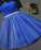 Cute Tulle Knee Royal Blue Homecoming Dresses Breanna Length Party Dress Blue DZ4106