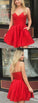Sexy Red Mini Party Dress Short Homecoming Dresses Julissa Satin Cocktail Red Dress DZ424