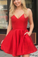 Sexy Red Mini Party Dress Short Homecoming Dresses Julissa Satin Cocktail Red Dress DZ424