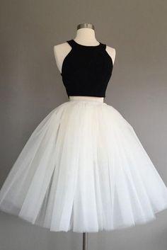 Black And Macey Homecoming Dresses Two Pieces White Cute Party Dresses DZ434