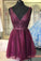 Short Emmy Homecoming Dresses Grape Dress With Beaded Top DZ4340