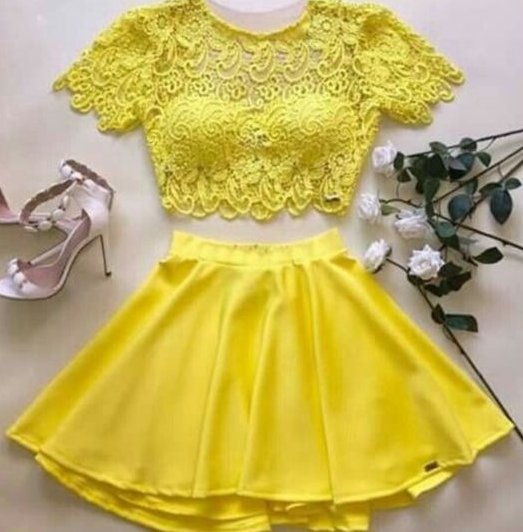 Yellow Homecoming Dresses Leia Two Piece DZ4809