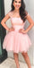 Sparkle Beaded Cap Pink Homecoming Dresses Jean Sleeves DZ4828