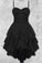 Black Chiffon Homecoming Dresses Hailie Sweetheart A-Line Short Strapless Casual Dresses DZ5241