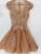 Champagne Tulle Suzanne Cocktail Homecoming Dresses V Neck Short Party Dresses With Appliques Beading DZ529