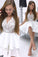 CUTE WHITE Homecoming Dresses Nayeli V NECK LACE SHORT WHITE LACE COCKTAIL DRESS DZ5762