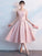 Graceful A-Line Blush Scoop Neckline Daphne Pink Homecoming Dresses Cap Sleeves Cheap DZ599