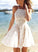 A-Line Halter Short Dress Party Homecoming Dresses Ivory Lace Kianna Dress Simple Popular DZ67