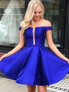 Off Shoulder Homecoming Dresses Royal Blue Kaitlin Short Dresses Short Formal DZ6987