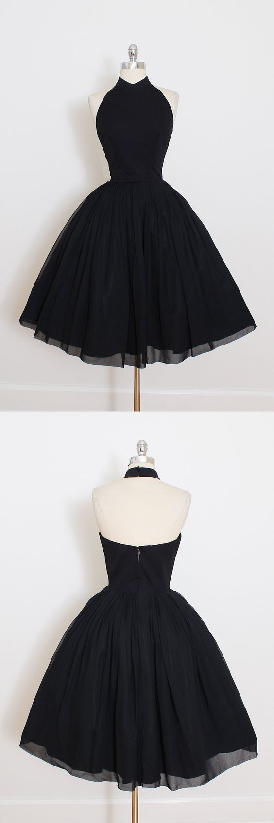 Black Halter Simple Cheap Priscilla Homecoming Dresses Short DZ75