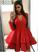 Homecoming Dresses Amelia A-Line Long Sleeve Red With Ruffles DZ768
