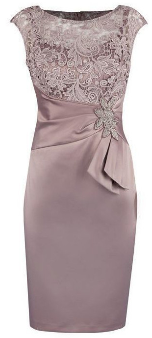 Sheath Grey Bateau Cap Sleeves Mother Of The Bride Lindsey Homecoming Dresses Lace With Appliques DZ820