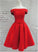 Beautiful Red Short Party Homecoming Dresses Satin Ariana Dress Red Off Shoulder DZ8386
