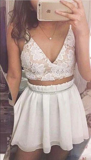 Two Piece Party Dress Lace Maddison Homecoming Dresses DZ8951