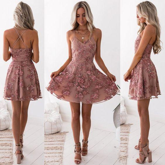 Cheap Fetching Blush Homecoming Dresses Giuliana Party Dresses A-Line Appliques Party Dresses DZ93