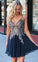 Brenna Homecoming Dresses Princess Short Navy Dresses 2022 Hoco Dresses With Appliques DZ994