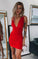 Red Deep V Neck Short Tanya Homecoming Dresses DZ9995