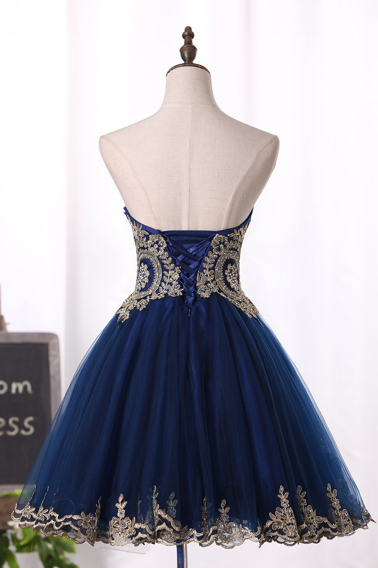 2024 Sweetheart A Line/Princess Tulle With Applique Homecoming Dresses