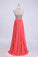 Hot Selling Prom Dresses Halter A-Line Floor Length Chiffon Color Watermelon Only Cheap