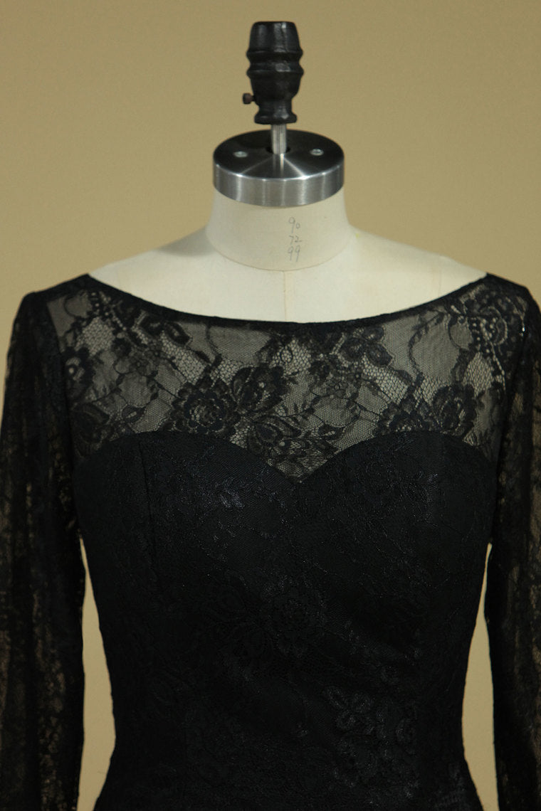 2024 Black Sexy Open Back Long Sleeves Mother Of The Bride Dresses Mermaid Chiffon & Lace