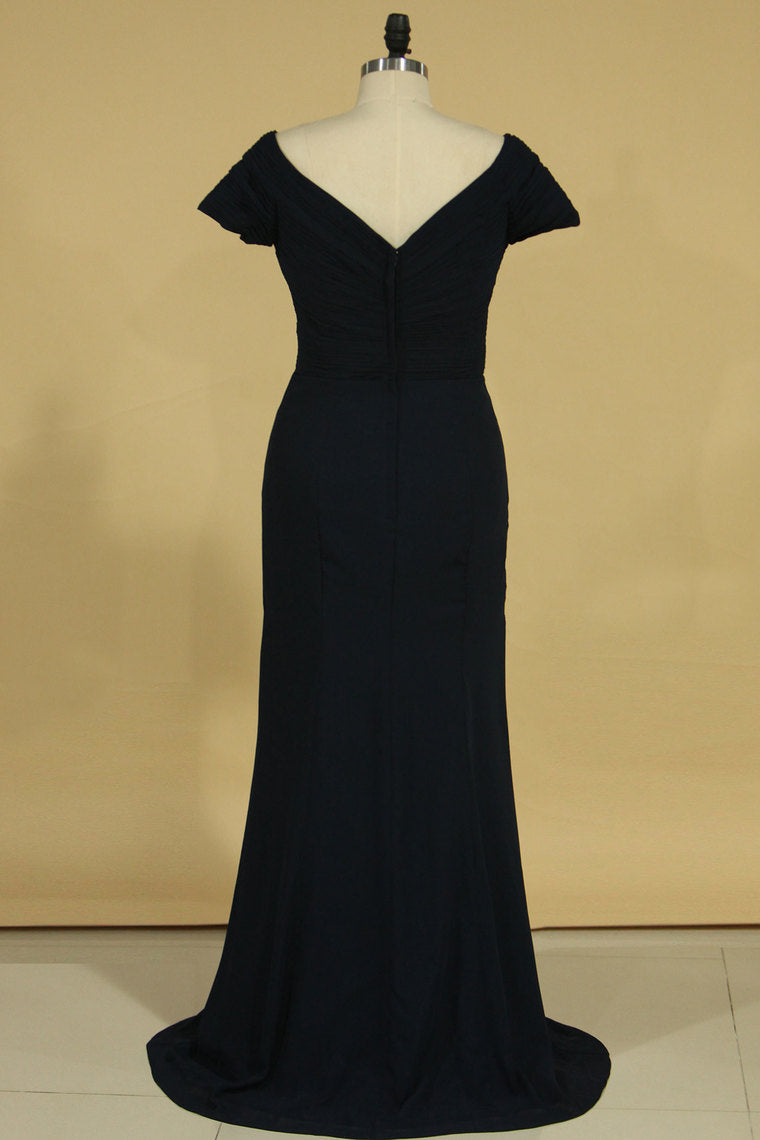 2022 New Arrival V Neck With Ruffles Mother Of The Bride Dresses A Line Chiffon