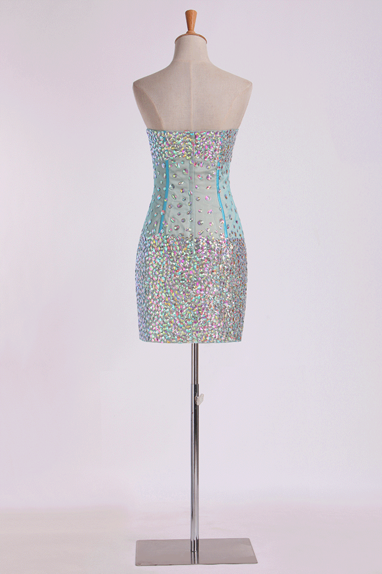 2022 Homecoming Dresses Sweetheart Column Short/Mini Beaded Bodice With Detachable Tulle Skirt