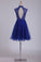 2022 High Neck Beaded Bodice A Line Homecoming Dresses Tulle Short/Mini
