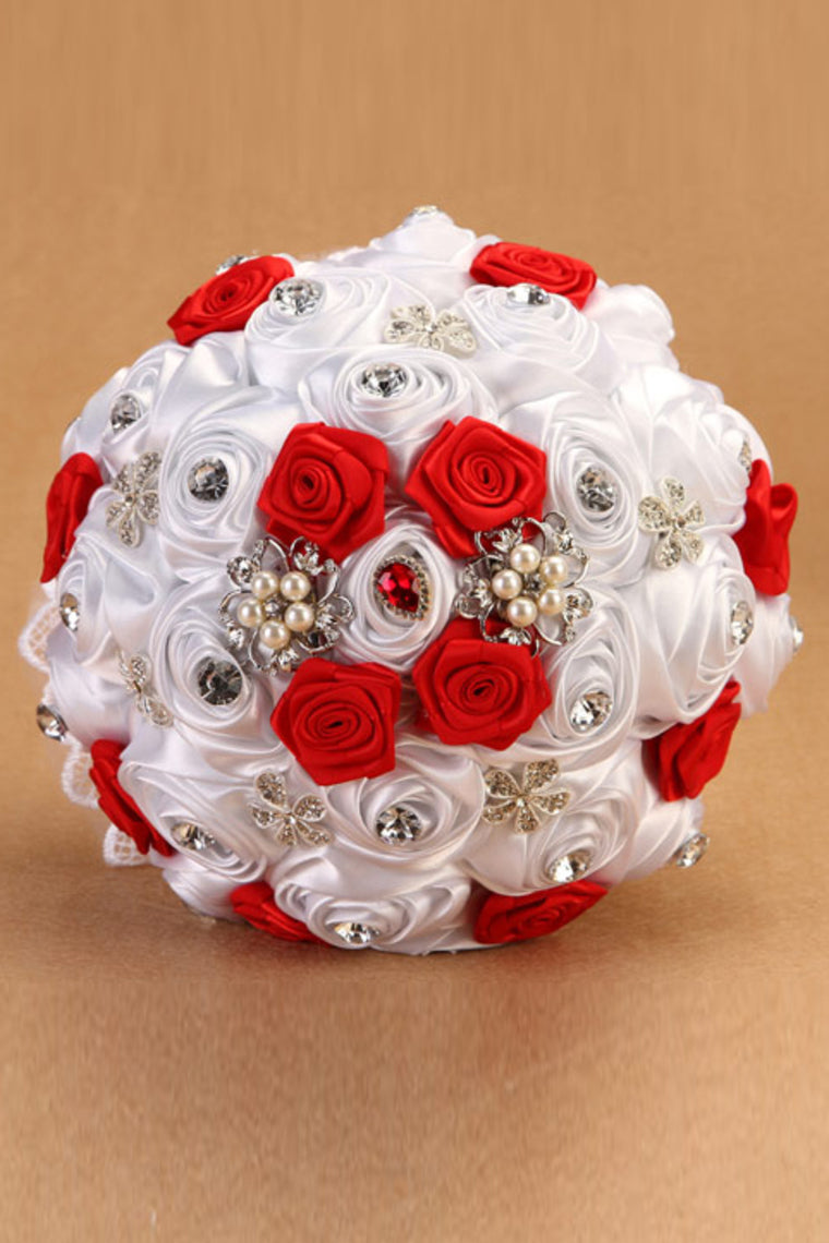Round Roses Pearl Crystal Roses Wedding Bouquet (26*22cm)