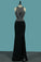 2024 Mermaid Prom Dresses Open Back Scoop With Beads And Slit