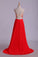 2022 Splendid Sweetheart Prom Dresses A Line Chiffon With Beads Open Back