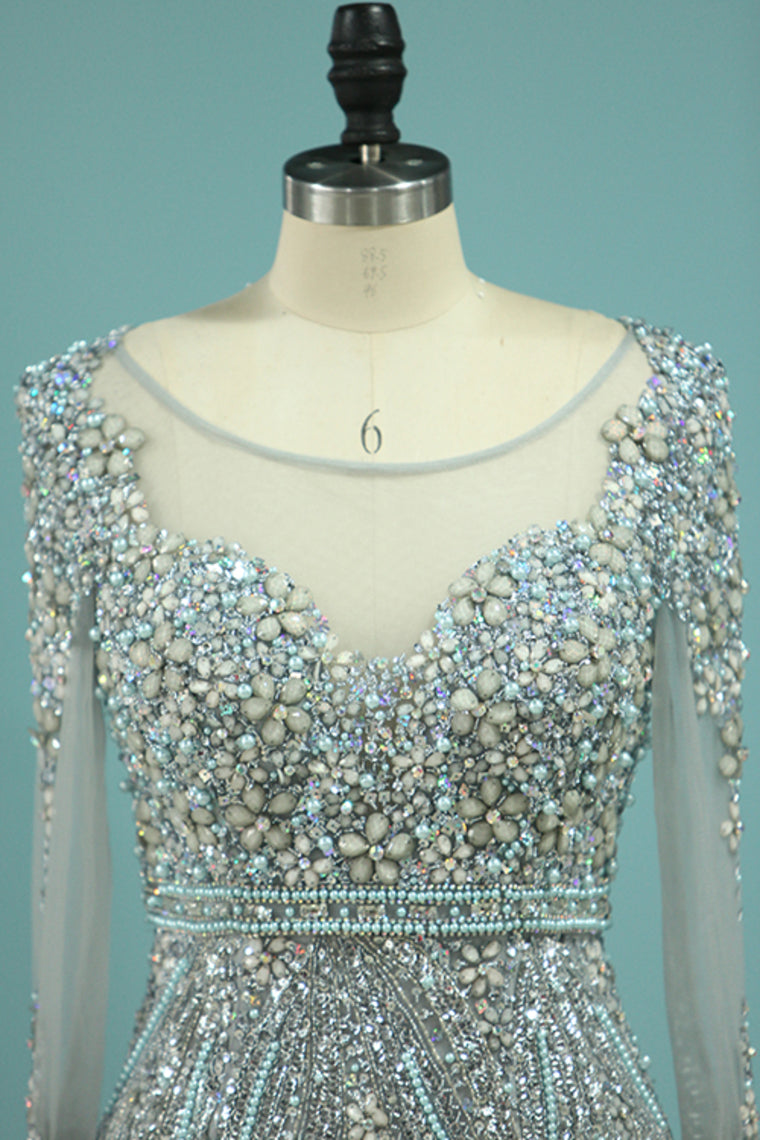 2022 New Arrival Prom Dresses Scoop Mermaid With Beads&Rhinestones