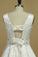 2024 A Line Scoop Beaded Waistline Wedding Dresses Satin With Bow Knot Court Train