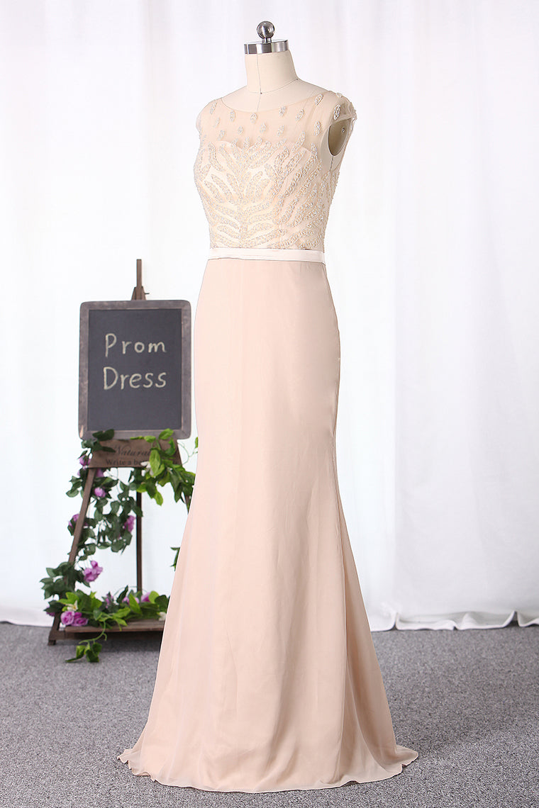 2024 Sheath/Column Mother Of The Bride Dresses Chiffon With Beading