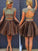 Lillianna Homecoming Dresses A-Line/Princess Sleeveless Scoop Beading Short/Mini Organza Two Piece Dresses