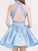 A-Line/Princess Sleeveless Halter Short/Mini Two Piece Homecoming Dresses Satin Lace Beatrice Dresses