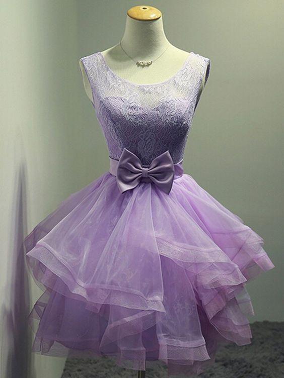 Lovely Organza And Purple Layers Short Lavender Party Dresses Lace Kaleigh Homecoming Dresses Nv08